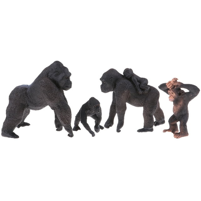Wildlife Gorilla and Babies - Modelo de de juguete pintado - Materiales - para edades de 3 en adelante