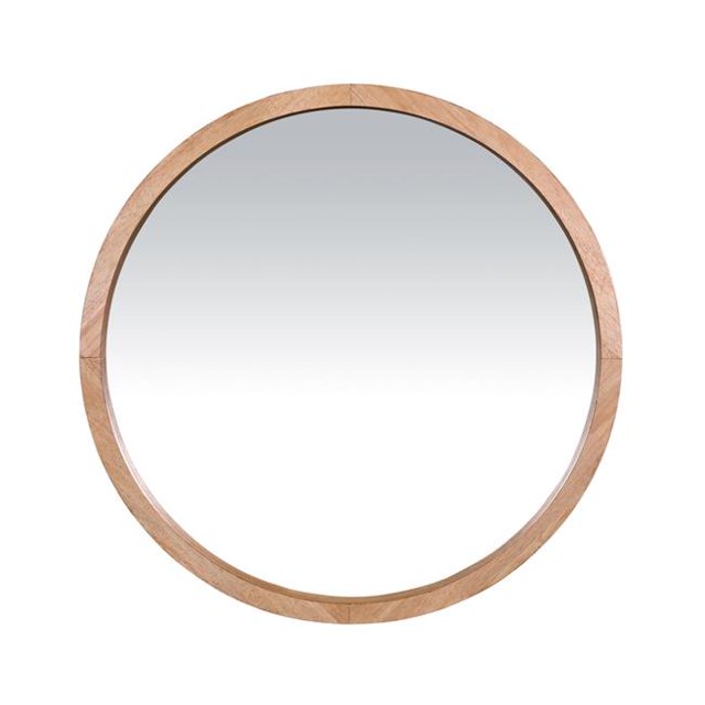 HomeRoots 402629 Miroir Mural Minimaliste Rond en Bois Naturel
