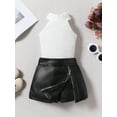 thumbnail image 2 of Hirigin Store Girl Summer Outfit Solid Ribbed Sleeveless Tank Tops Leather Skorts, 2 of 8