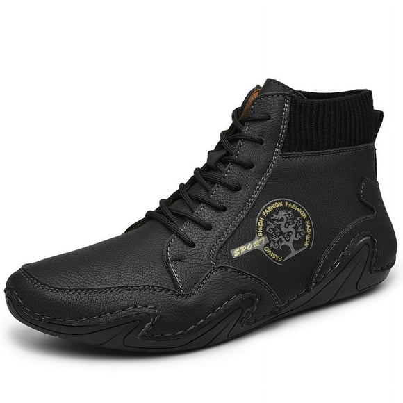 Chaussures Montantes Automne et Hiver pour Hommes Chaussettes Grande Taille Bottes Martin Mode Rétro Décontractées en Cuir
