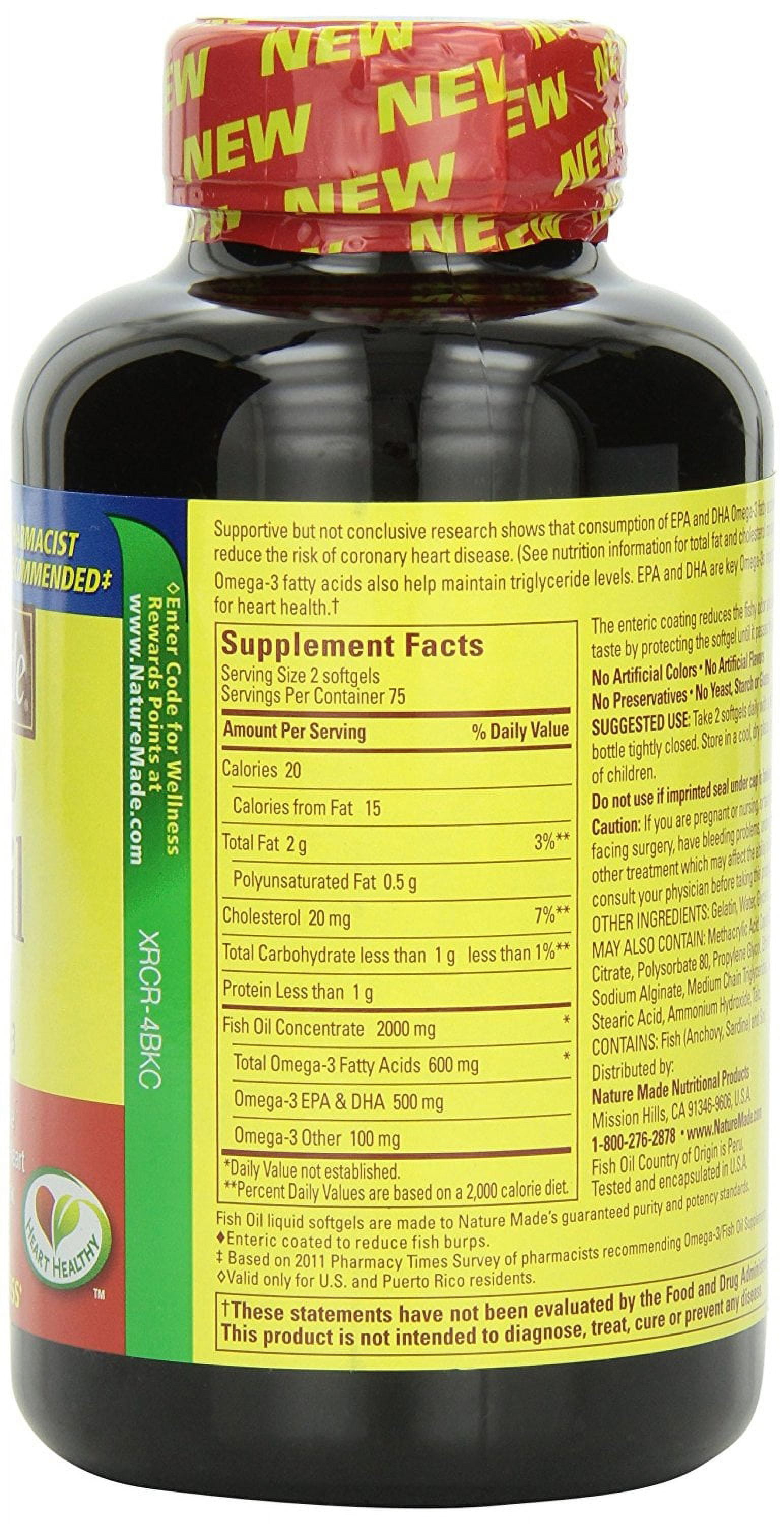 nature made burpless fish oil 1000 mg w. omega-3 300 mg softgels 150 ct
