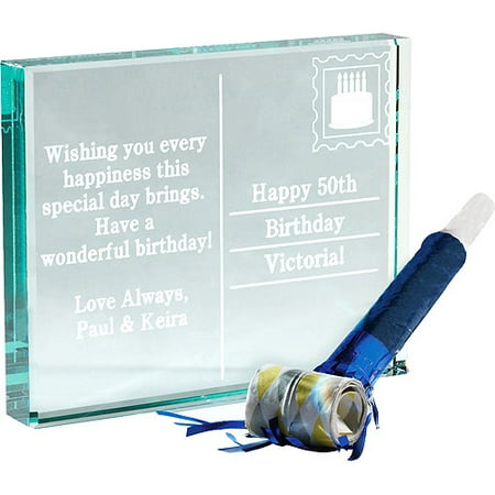 Personalized Birthday Postcard Glass Block