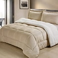 thumbnail image 2 of Cathay Home Inc. Ultimate Luxury Reversible Micromink and Sherpa Queen Bedding Comforter Set, Camel, 2 of 3