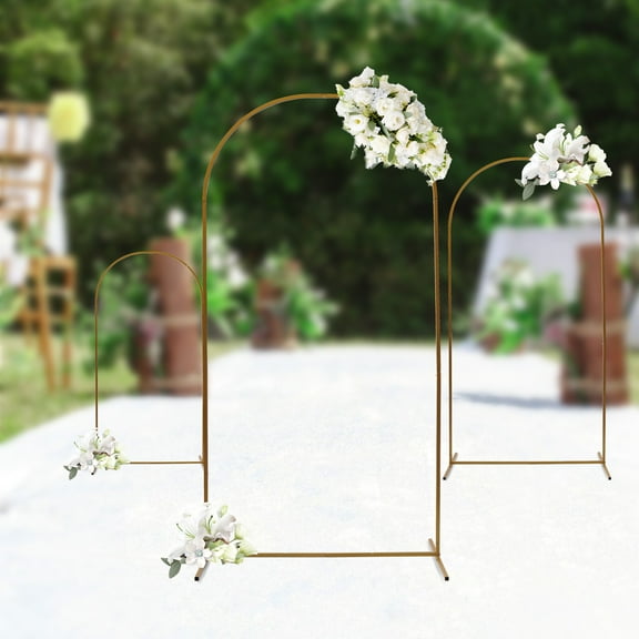 Golden Carbon Steel Three-Piece Wedding Stand 5.9/6.6/7.2 Foot Arch Party Background Decoration Stand