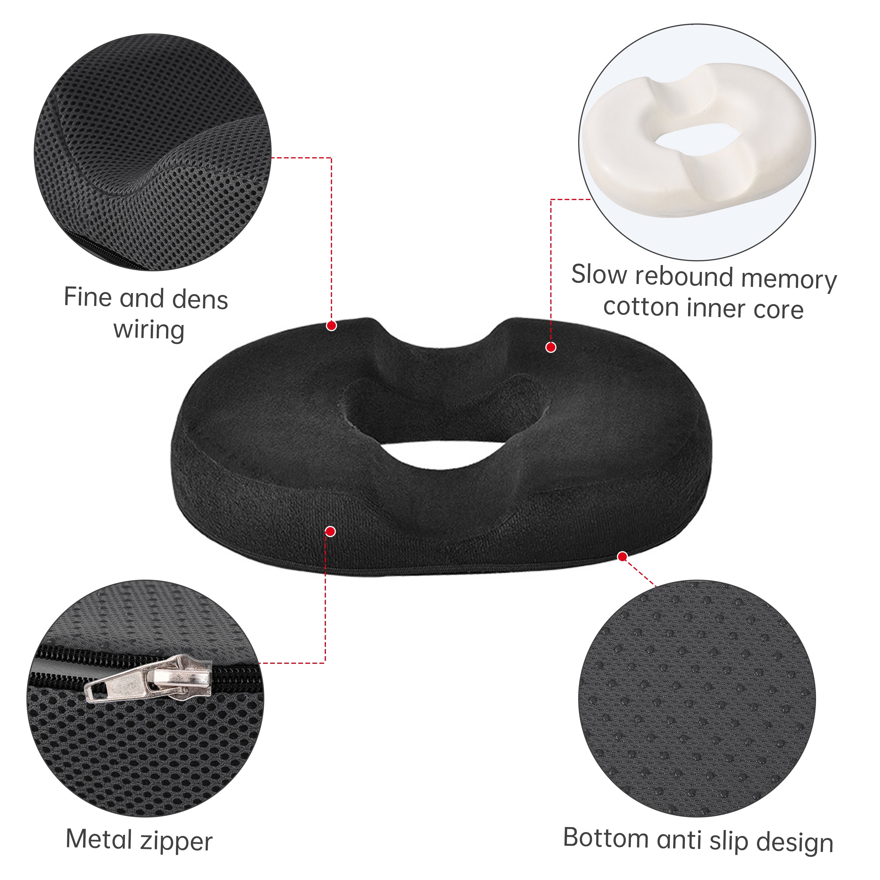BBOPG Office Chair Cushions One-Piece Memory Foam Seat Cushion Lumbar  Support Cushion for Pback and Butt Ressure Relief , Sciatica Pain ,  Tailbone