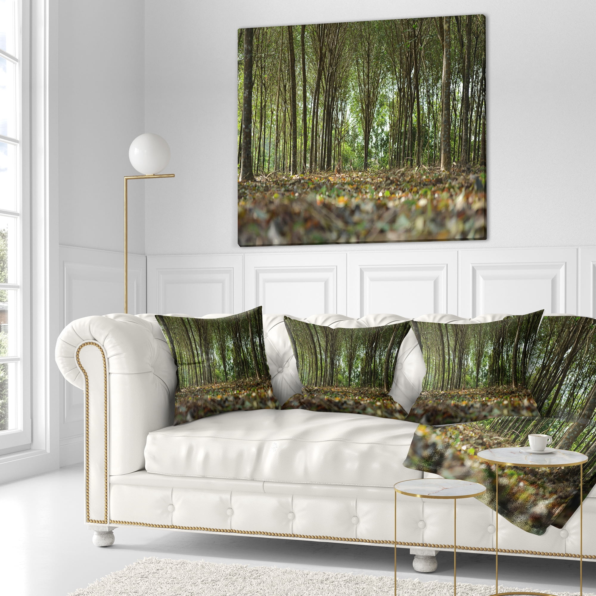 Designart Dense Rubber Tree Plantation - Landscape Printed Throw Pillow - 16x16