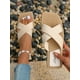 thumbnail image 1 of Vacation Slides For Women, Cross Strap Fabric Slippers, 1 of 5