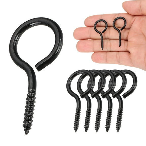 6 Pack Screw Eyes, M3x40mm 304 Stainless Steel Heavy Duty Eye Bolts Screw, Black