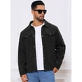 thumbnail image 4 of DARING DIVA Men's Solid Long Sleeve Button Pockets Corduroy Trucker Jacket XL Black, 4 of 7