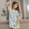 thumbnail image 3 of Yiaed Poodle Playing Skateboard Print Women's Loose-Fit Short Sleeve Nightgown, Soft and Comfortable Sleep Dress for Relaxation and Sleepwear, 3 of 6