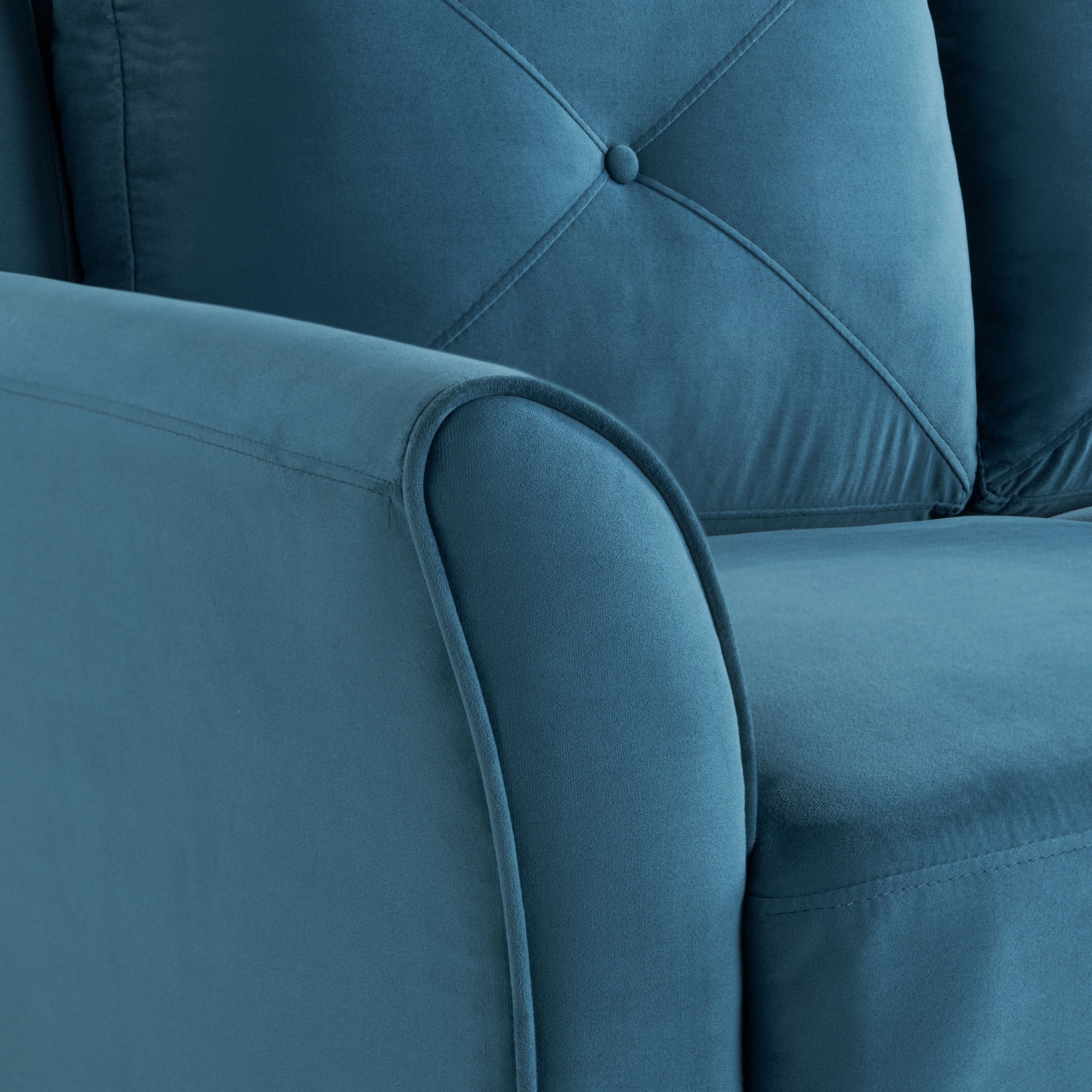 Lifestyle Solutions Taryn Loveseat with Curved Arms, Blue Fabric