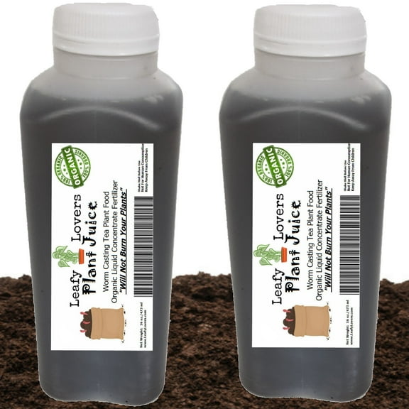 Organic Worm Castings Plant Food - Super Concentrated Liquid Tea [Fe]rtilizer - Safe on All Plants - Will Not Burn - 100 Percent Natural 2 Bottles, 16oz. each