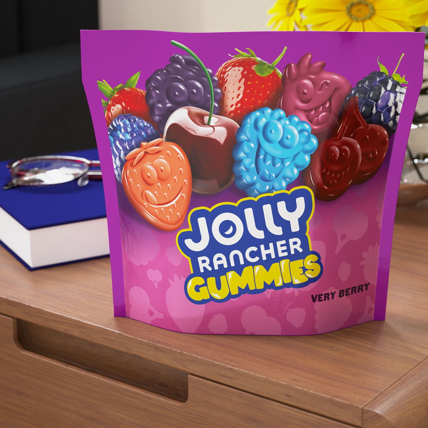Jolly Rancher Gummies Very Berry Assorted Fruit Flavored Candy, Resealable Bag 13 oz