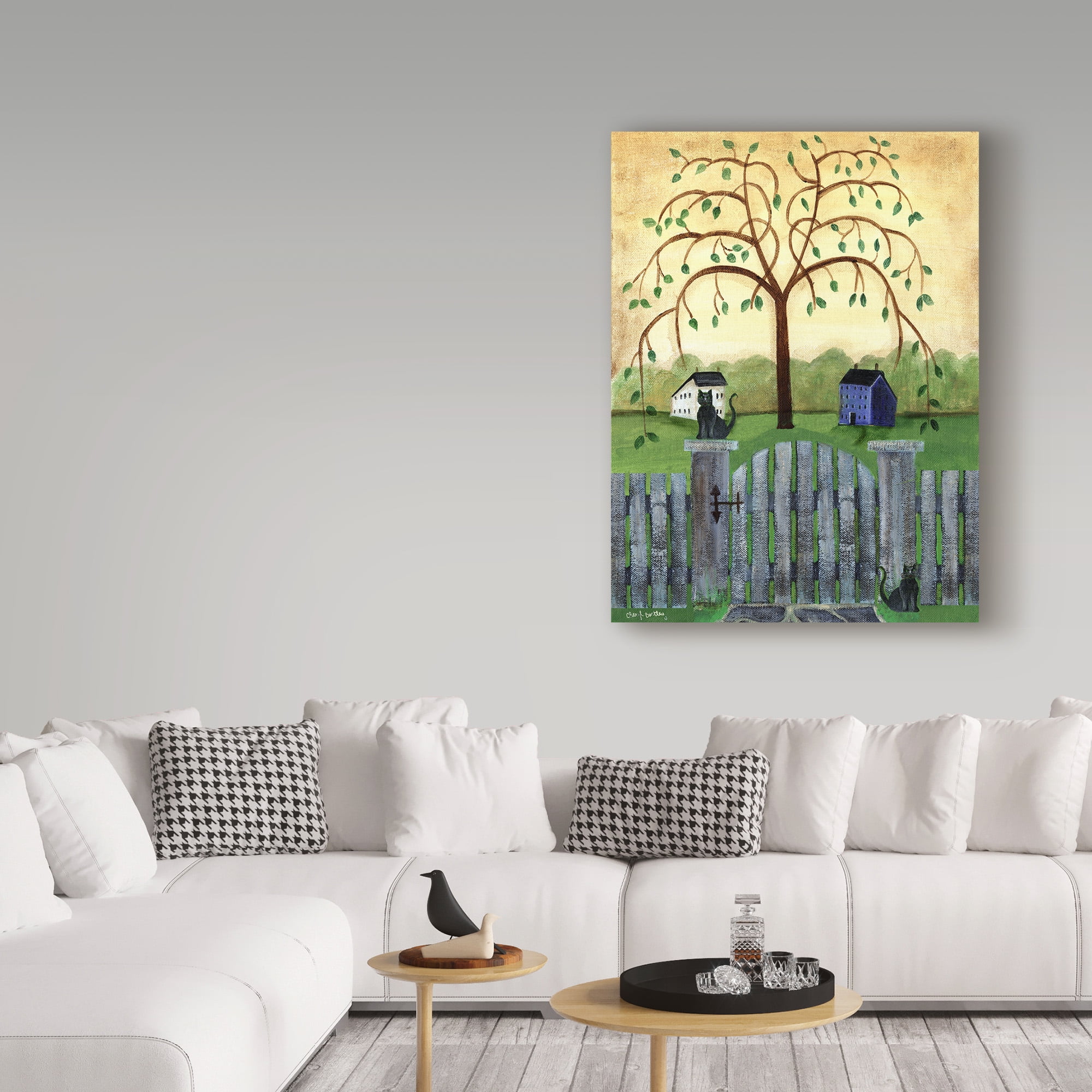 Trademark Fine Art 'Country Cats Under Willow Tree' Canvas Art by Cheryl Bartley