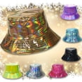 thumbnail image 3 of Ticikt Metallic Bucket Hat for Women & Men - Cute Bucket Hats - Festival Hat Adjustable Rave Accessories,Color:Blue, 3 of 5