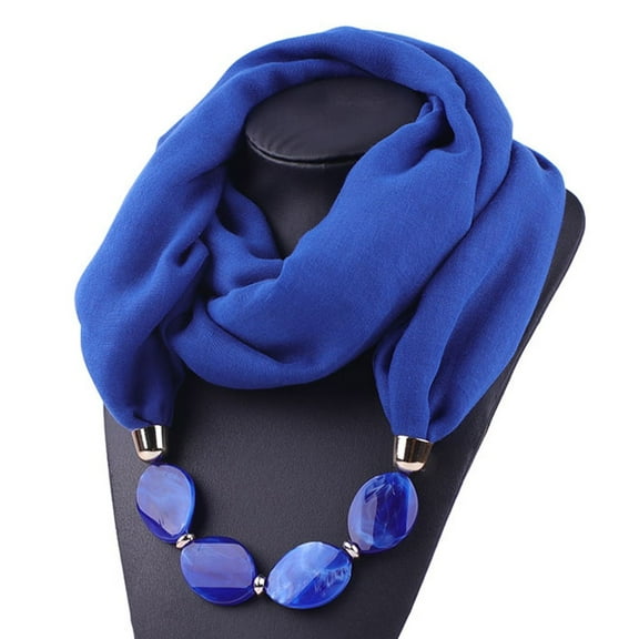 Black and Friday Clothing Sales Idoravan Womens Winter Scarf Women Cotton Linen Necklace Pendant Scarf Ethnic Style Soft Necklace Scarf Dark Blue