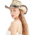 thumbnail image 5 of Cowboy Hat,Cowgirl Hat,Cowboy Hats for Women/Mens/Straw Wide with Shapeable Brim Cowboy Hat for Womens/White/Black., 5 of 6