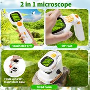 UQN Microscope for Kids 8-12 , 2-in-1 Science Kit Handheld and Fixed Kids Pocket Microscope, Portable Digital Microscope with LED, STEM Microscope Kit Toys Gifts for Boys Girls 5-7