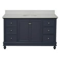 thumbnail image 2 of KBC Bella 60" Solid Wood Single Bathroom Vanity w/ Quartz Stone in Marine Gray, 2 of 8