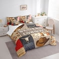 thumbnail image 3 of Homewish Retro Western Cowboy 7pcs Bedding Comforter Set,Vintage Bull Skull Queen Bedding Sets,Rustic Farmhouse Cabin Queen Sheet Sets For Boys Teens,Microfiber Bedroom Decor Reversible, 3 of 8