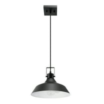 1-Light Matte Black Outdoor Indoor Pendant Lighting with Textured Socket