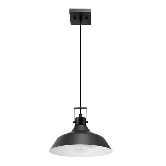 1-Light Matte Black Outdoor Indoor Pendant Lighting with Textured Socket