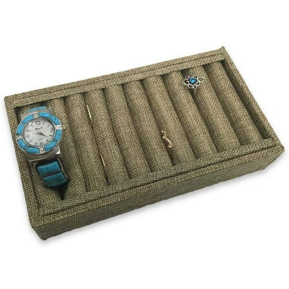 1 Qty - Rustic Burlap Brown free-standing Bangle / Ring Display - for sales / home / travel