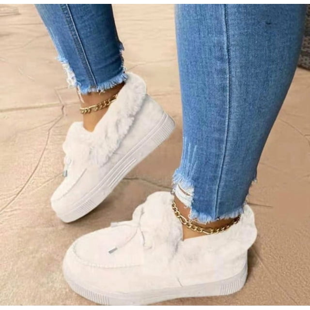 Zapatos de algodón para mujer 20 años invierno Europa y Estados Unidos arco zapatos cálidos planos de gran tamaño Mao Mao zapatos de mujer de gran tamaño