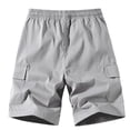 thumbnail image 5 of HKYNLAG Mens Cargo Shorts Elastic Waist Drawstring Casual Work Shorts Summer Hiking Outdoor Shorts with 4 Pockets Light Gray 2XL, 5 of 6
