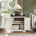 thumbnail image 4 of Rustic Farmhouse End Table with Charging Station - 24" Large Sofa Side Table With Barn Door Design - Square Nightstand Bedside Table with Adjustable Storage Shelf for Living Room or Bedroom,White, 4 of 6