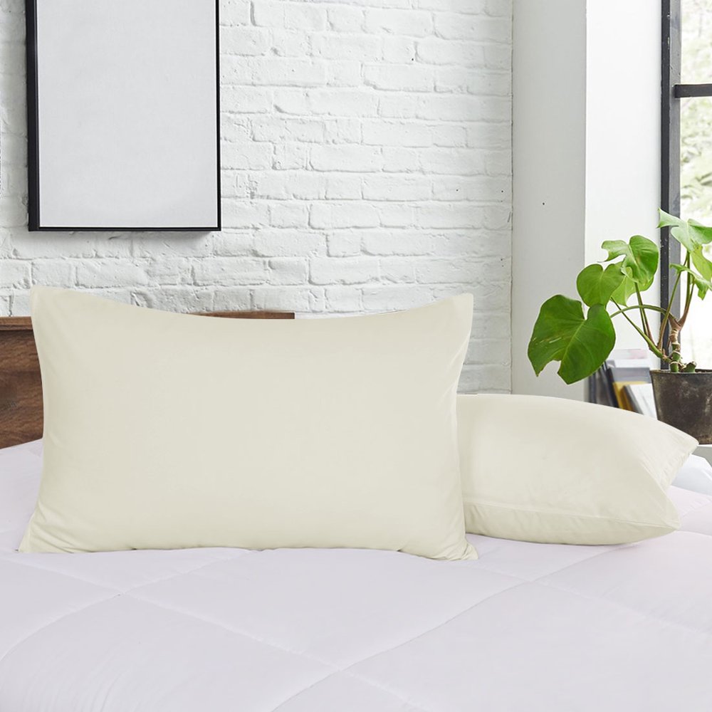 PiccoCasa Soft Microfiber Pillowcase Set of 2, Beige Pillow Case for