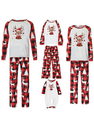 ZCFZJW Reduce Matching Christmas Pjs for Couples Cute Xmas Lovely Bears  Printed Long Sleeve Tops and Pants Two Piece Sleepwear Outfits  Suit(Baby-18M)