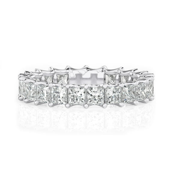 DIAMOND CLUB 3 Carat Lab Grown Diamond Princess Eternity Ring 14K White Gold (VS1, F Color), Eternity Style Ring