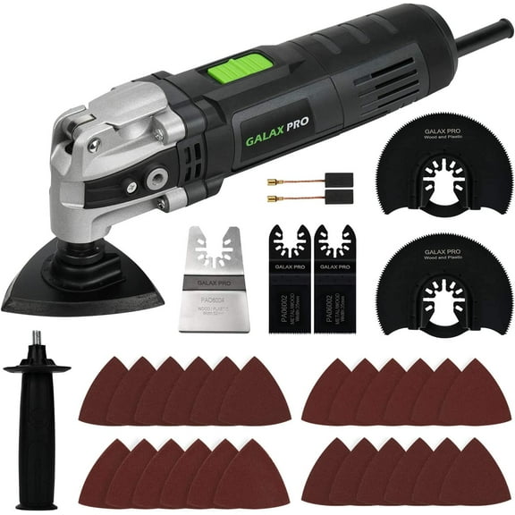 3.5A 6 Variable Speed Oscillating Multi Tool Kit with Quick Clamp System Change and 30pcs Accessories, Oscillating Angle:4° for Cutting, Sanding, Grinding