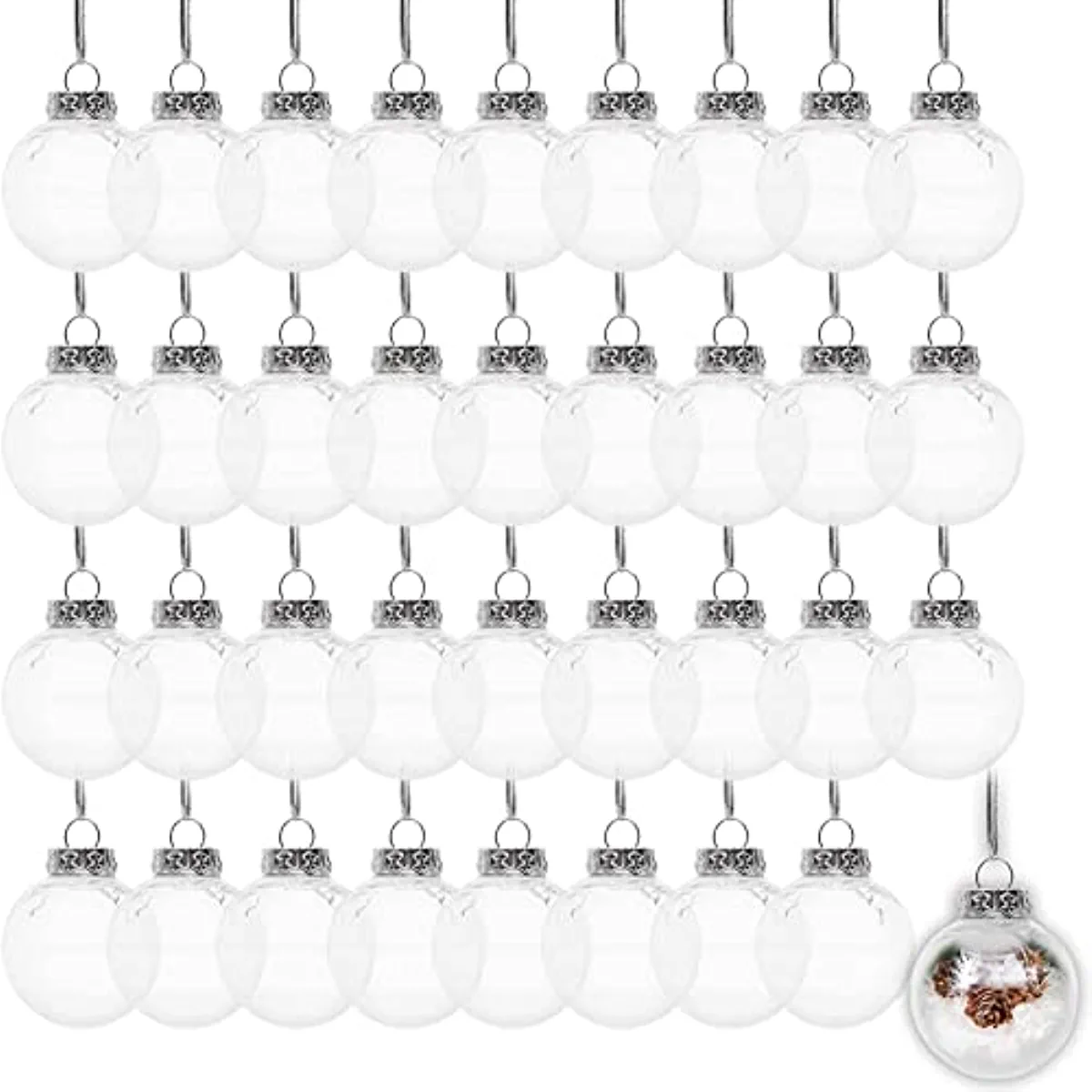 Ninesung 36 Pack Mini Clear Fillable Christmas Ornaments for Crafts