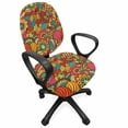 thumbnail image 1 of Ethnic Office Chair Slipcover, Lively Colored Composition with Rich Floral Elements Ornate Botanical Doodle Art, Protective Stretch Decorative Fabric Cover, Standard Size, Multicolor, by Ambesonne, 1 of 5