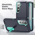 thumbnail image 2 of SaniMore for Samsung Galaxy S22 6.1" 2022 Hybird Case, Rugged PC Back Shockproof TPU Shell Metal Hidden Kicksatnd Drop Resistant Anti-slip Heavy Duty Protective Case for Samsung Galaxy S22, Navy/Mint, 2 of 8