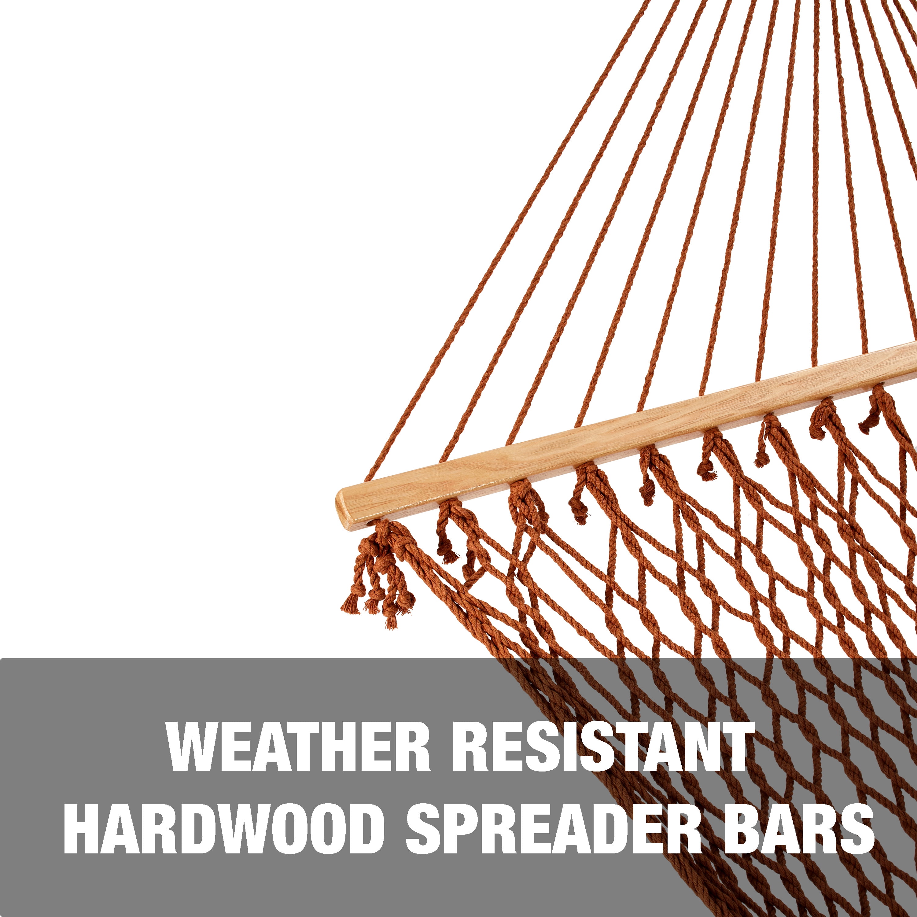Bliss Hammocks Cotton Rope Hammock W/ Spreader Bar, 60-in. Wide, 450 lb. Capacity (Brown)