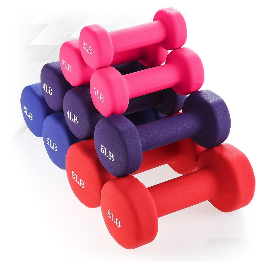 Fitness Dumbbell Set for Muscle Building Strength-Building Weight Management 2-8lbs Hand Weight Set of 2 Non Slip Hexagonal Shape Dumbbell with Easy to Read Number JBM Neoprene Dumbbell Pairs
