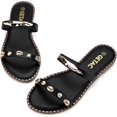 thumbnail image 1 of Getac CHANCLAS MUJER, SANDALIAS Planas con Punta Pbierta, Broche ajustable Correa con diseño remaches Suela Antiderrapante Viscoelástica PANTUNFLAS, Casuales Cómodas,Negro, 1 of 8