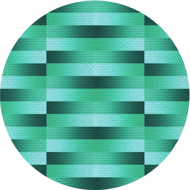 Ahgly Company Tapis Rond Lavable en Machine Intérieur Transitionnel Turquoise Bleu Vif, 4 Pieds Rond