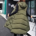 thumbnail image 5 of Juebong Womens Long Puffer Vest Thicken Winter Coats Quilted Hooded Vests Sleeveless Puffy Jacket Parkas Windproof Outerwear Gilet Army Green,XXL, 5 of 8