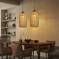 thumbnail image 6 of LittleGlovo Minimalist Rattan Pendant Light Wabi Sabi Style House Decor Handmade Lampshade, 6 of 17