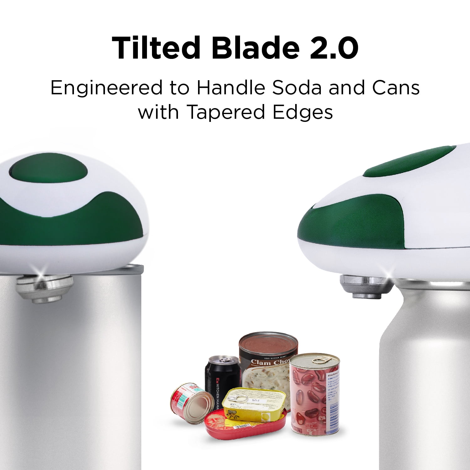 Kitchen Mama Auto 2.0 Electric Can Opener: Safe, Smooth Edge, Battery Operated (Alpine Green)