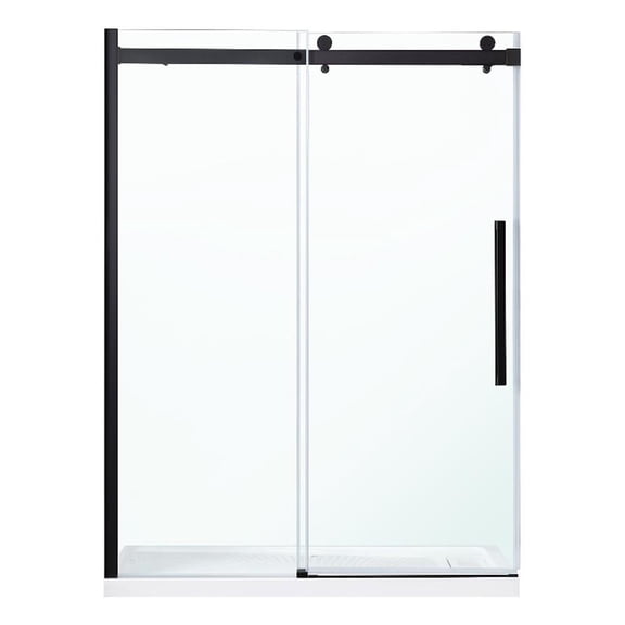 Bel Matte Black Alcove Shower Kit Base and Door 36 in. x 48 in. x 81 in.