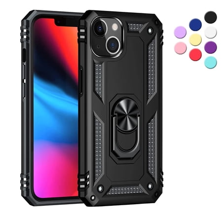 Entronix Heavy Duty Case Designed for iPhone 13 Rotating Ring Protective Cover Black