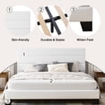 thumbnail image 6 of Einfach King Bed Frame, Platform Bed Frame with Panel Upholstered Velvet Headboard, White, 6 of 7
