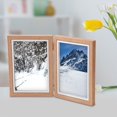 thumbnail image 3 of Hinged Photo Frame Wood Rectangle Picture Frame 4x6 for Bedroom Desk Desktop Brown Double Fold, 3 of 7