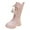 style-02 Pink, variant on Toddler Combat Boots Boys Girls Cowboy Boots Toddler Mid Calf Western Boots Square Toe Riding Boots for Kids Size 12 (White,Little Kids 12)