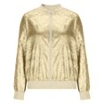 thumbnail image 4 of (One) Women's Metal Bomber Jacket Lightweight Zipper Long Sleeve Fashion Jacket, 4 of 6